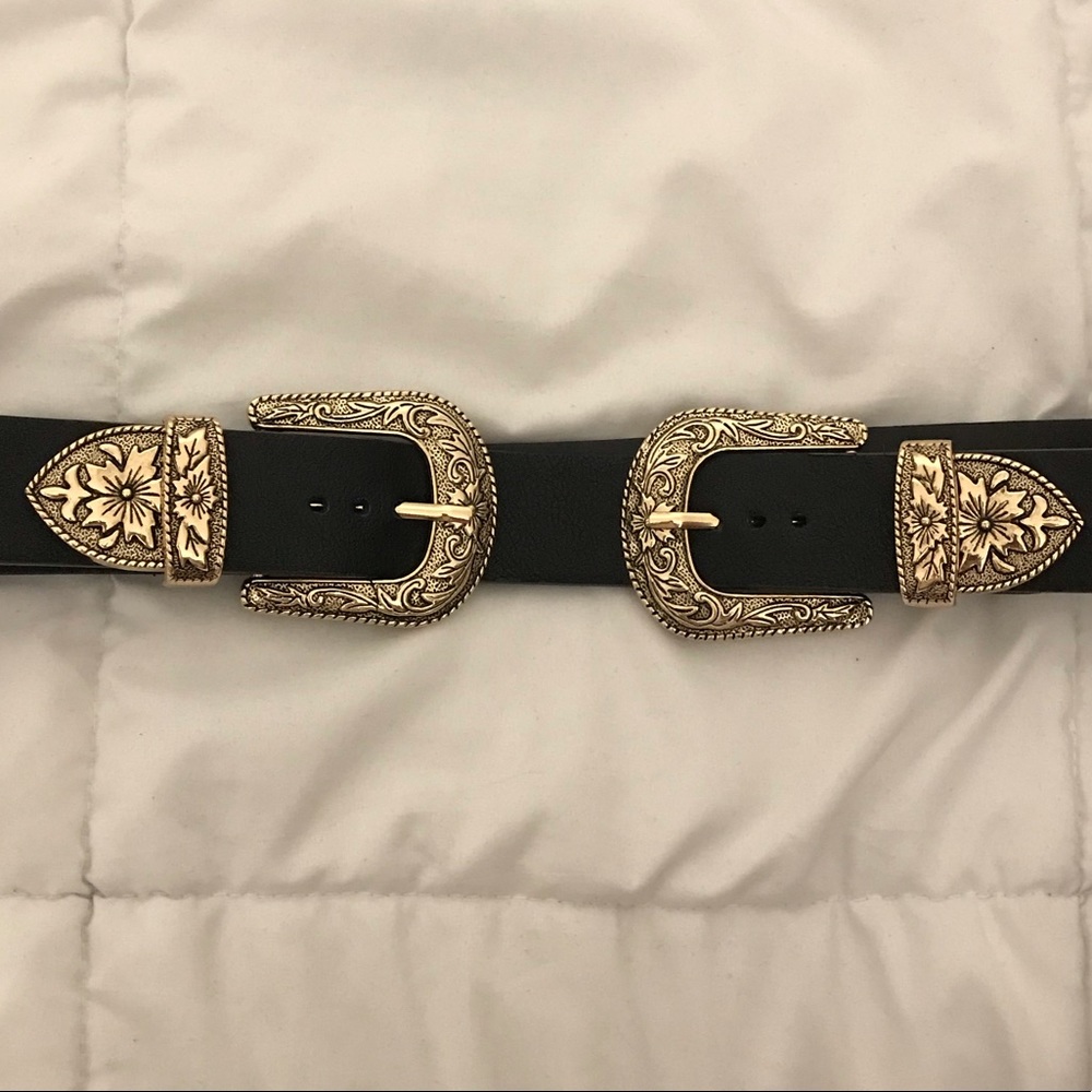 F21 Gold Double Buckle Belt